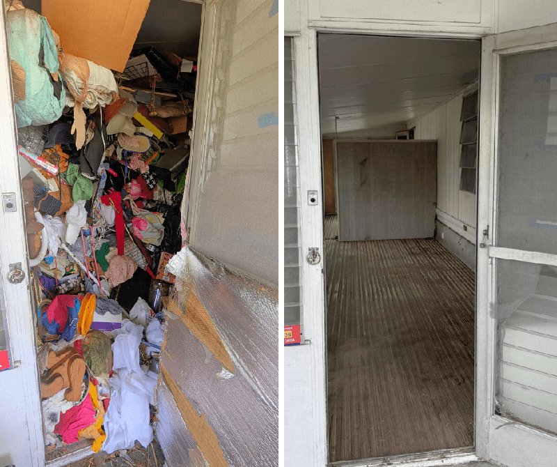 Before and after hoarder cleanout junk removal in Tampa