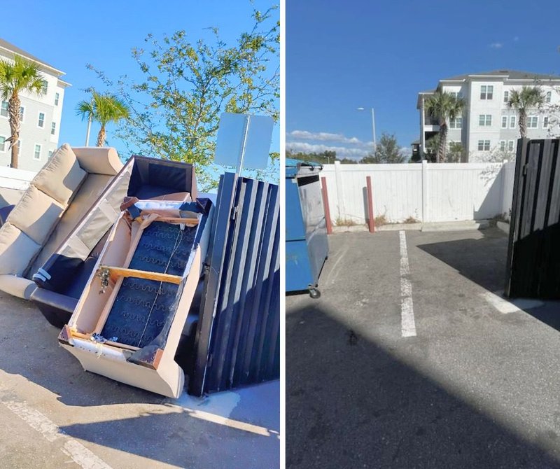 Before and after bulk furniture pickup and junk hauling