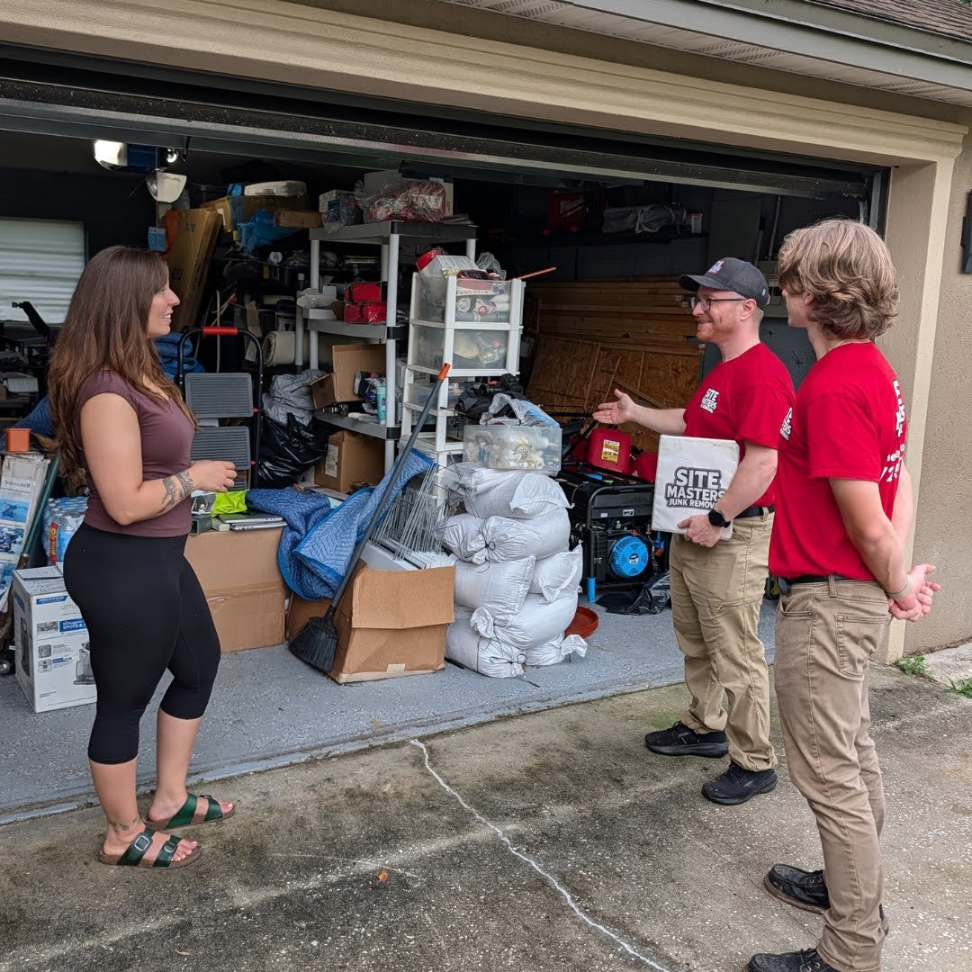 Site Masters crew giving a free on-site junk removal estimate in Tampa Bay